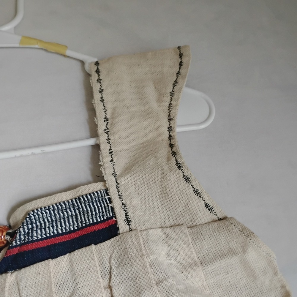 Burlap Sack Dress Medium Woven Maxi Lagenlook Festival Boho Hand Made Pockets - Picture 14 of 15
